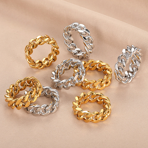 Anéis banhados a ouro 18K de aço inoxidável de cor sólida estilo vintage