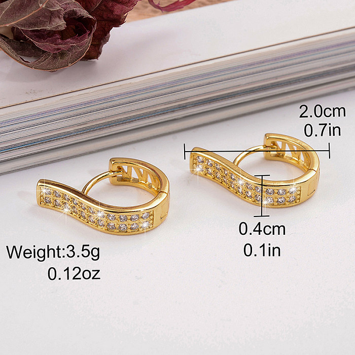 1 Pair IG Style Simple Style Whistle Plating Inlay Copper Zircon 18K Gold Plated Earrings