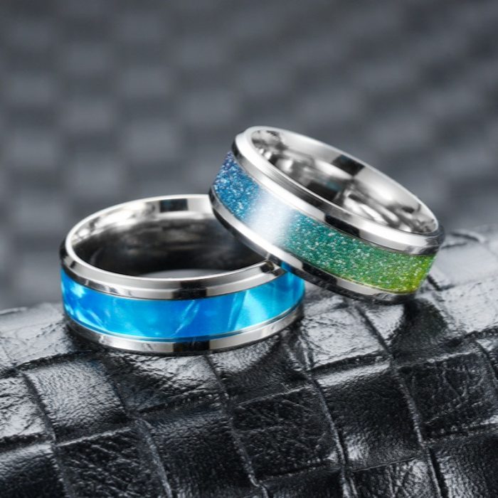 Joyería al por mayor del anillo de los pares del aceite del goteo del Micro-incrustado de acero titanio de la moda