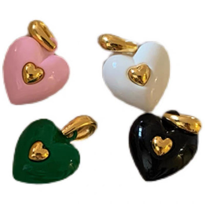 Fashion Heart Shape Copper Plating Resin Pendant Necklace