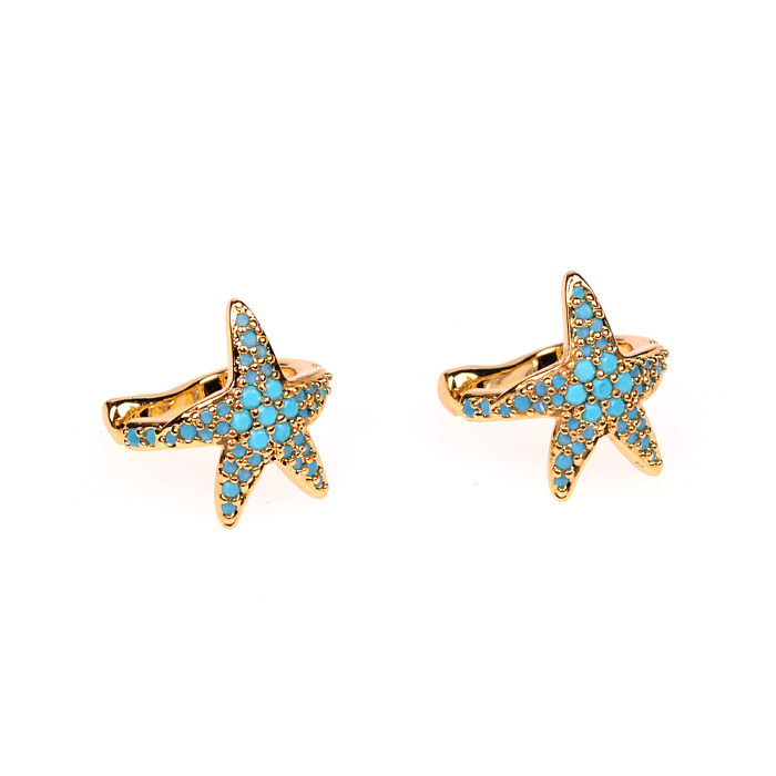 Fashion Starfish Copper Plating Zircon Ear Clips 1 Pair