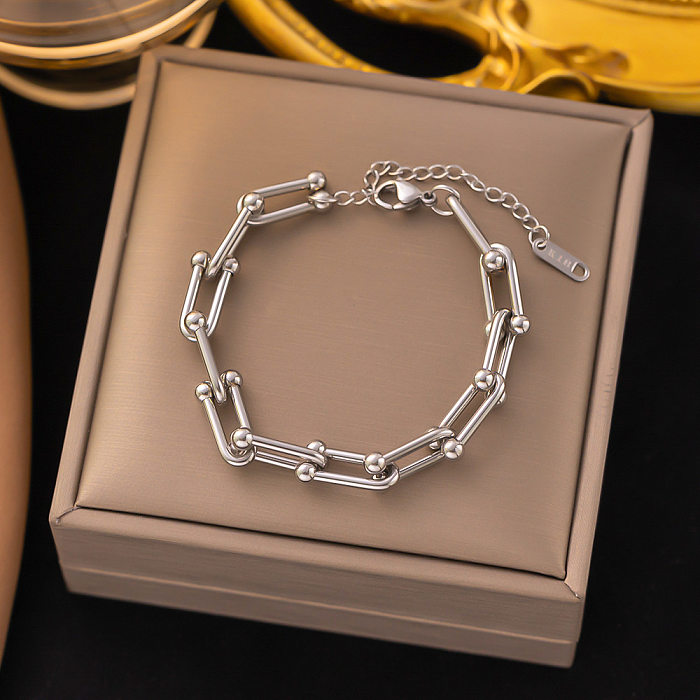 Casual Simple Style Solid Color Titanium Steel Plating Chain Bracelets Earrings Necklace