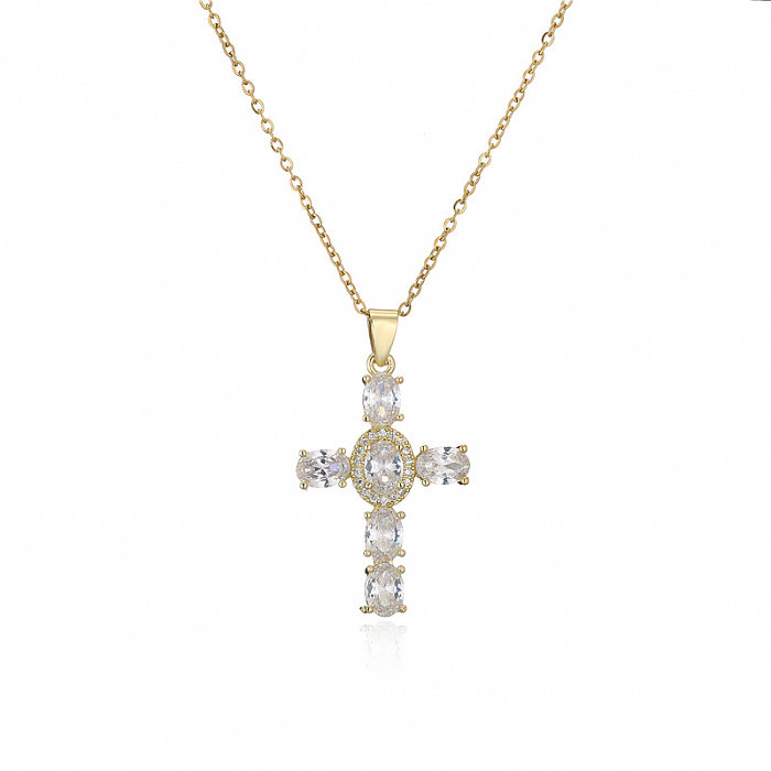 Collier pendentif croix en cuivre et Zircon micro-incrusté, bijoux, nouveau produit, offre spéciale