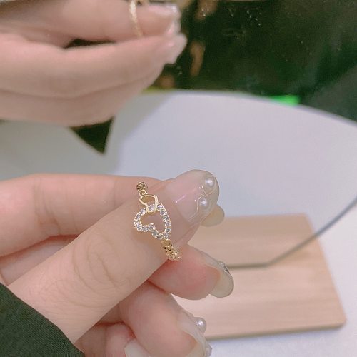 Elegant Lady Geometric Copper Plating Inlay Opal Zircon White Gold Plated Gold Plated Open Ring