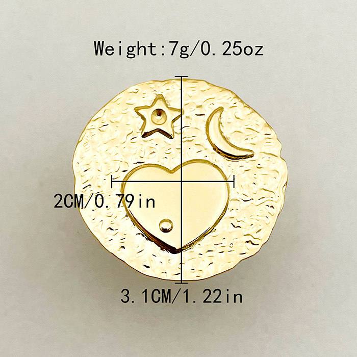 Doce estilo simples estrela lua formato de coração revestimento de polimento de aço inoxidável banhado a ouro anéis abertos