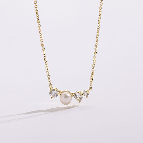 1 Stück Mode im klassischen Stil Pendeln einfache Kupferbeschichtung Kupfer Zirkon Halskette