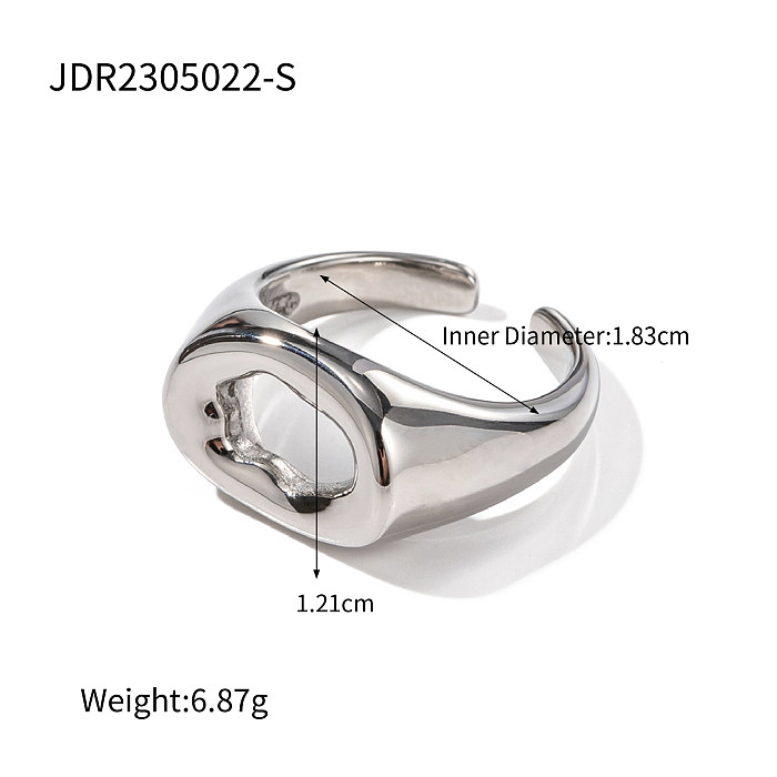Offene Ringe im Retro-Stil mit geometrischer Edelstahlbeschichtung und 18-Karat-Vergoldung