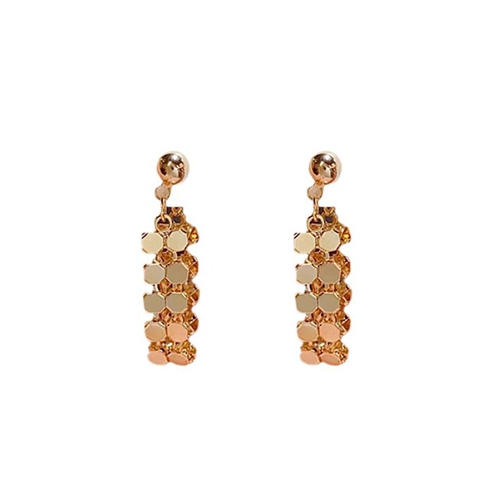 1 Pair Simple Style Geometric Solid Color Tassel Plating Copper Ear Cuffs