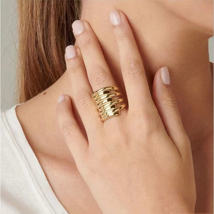 Simple Style Classic Style Solid Color Copper Layered Plating Silver Plated Rings