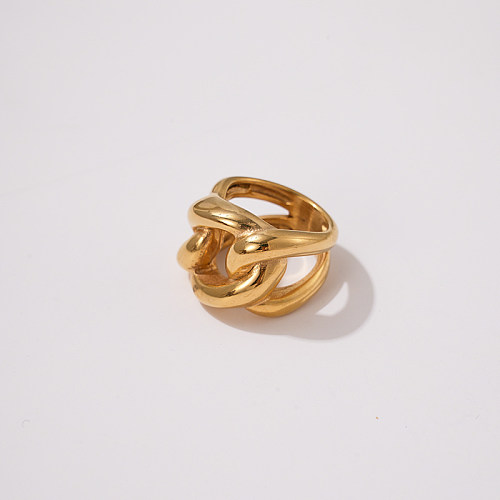 Anéis banhados a ouro com revestimento de aço inoxidável de cor sólida de estilo moderno por atacado