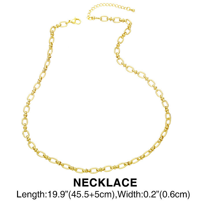Simple Copper 18K Gold-plated Thick Chain Necklace Bracelet