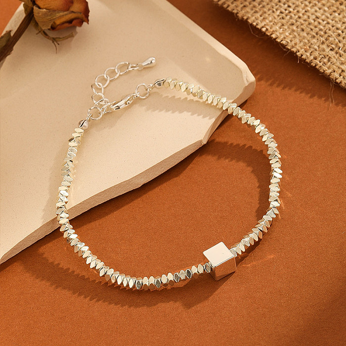 Estilo vintage estilo simples quadrado cor sólida cobre pulseiras com contas irregulares
