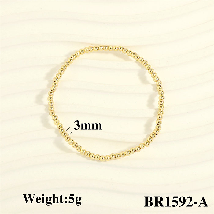 Hip-Hop Simple Style Round Copper Plating 18K Gold Plated Bracelets