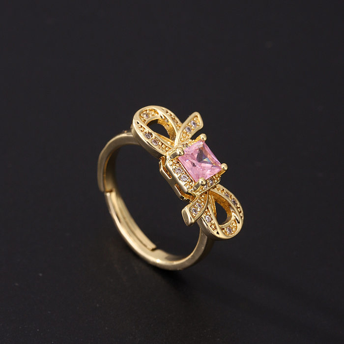 Niedlicher romantischer Stil, rosafarbener Zirkon-Ring, erschwingliche Luxus-Mode, offener verstellbarer Ring, Damen-Retro, kreatives Design