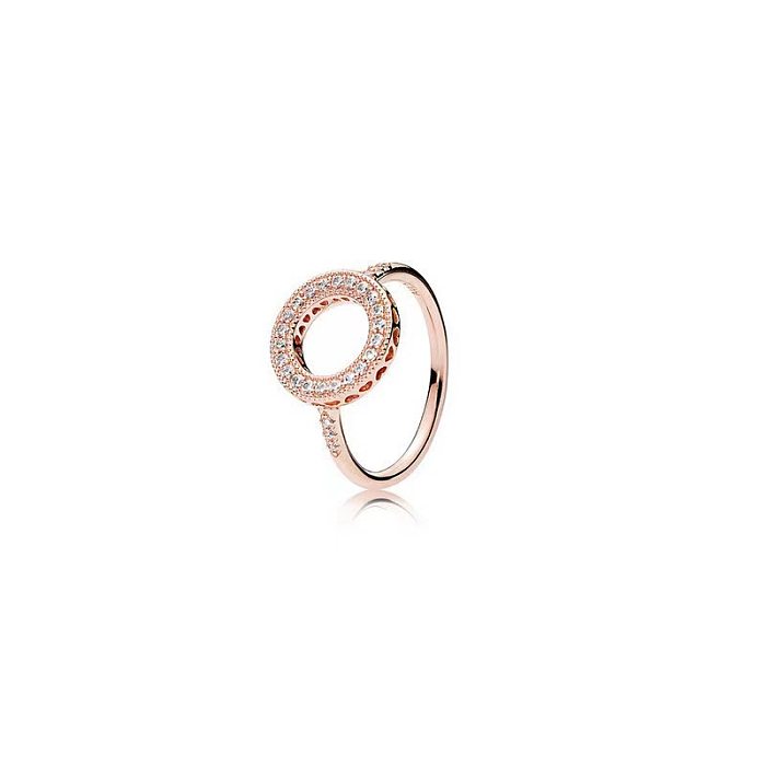 Anéis de zircão revestidos de cobre em forma de coração estilo simples de 1 peça