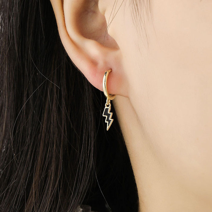 1 Pair Simple Style Lightning Plating Copper Earrings