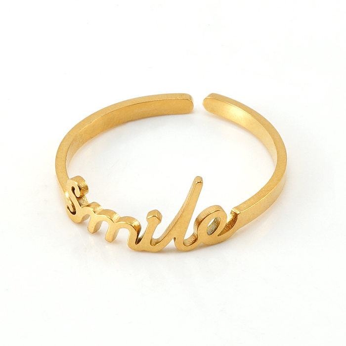 Fashion Letter Stainless Steel Open Ring Gold Plated Stainless Steel Rings