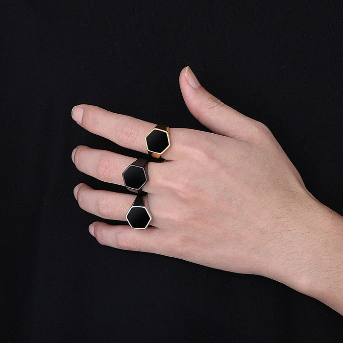 Hip-Hop Geometric Titanium Steel Rings In Bulk