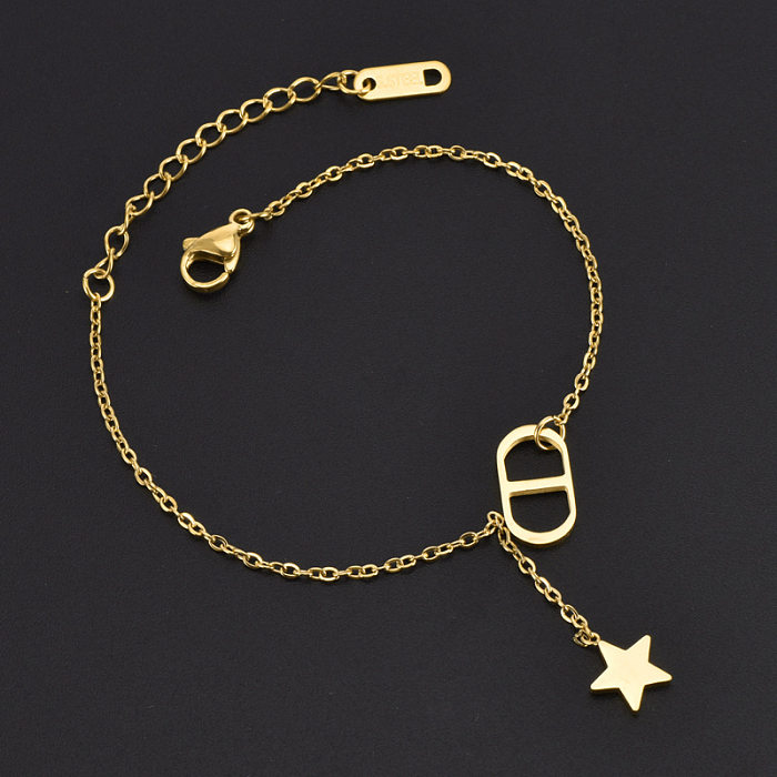 Simple Style Star Titanium Steel Hollow Out Bracelets Necklace