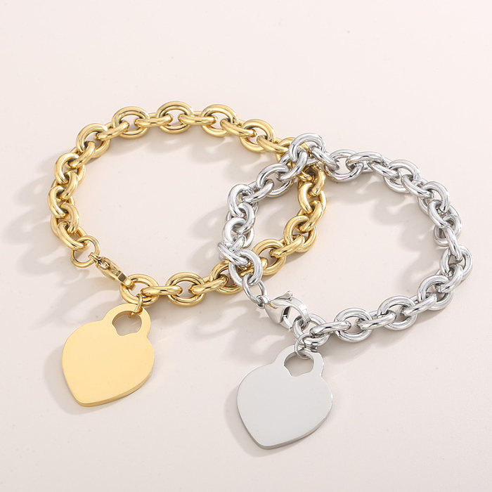 Herzförmige Halskette im modernen Stil mit 18 Karat vergoldetem Titanstahl