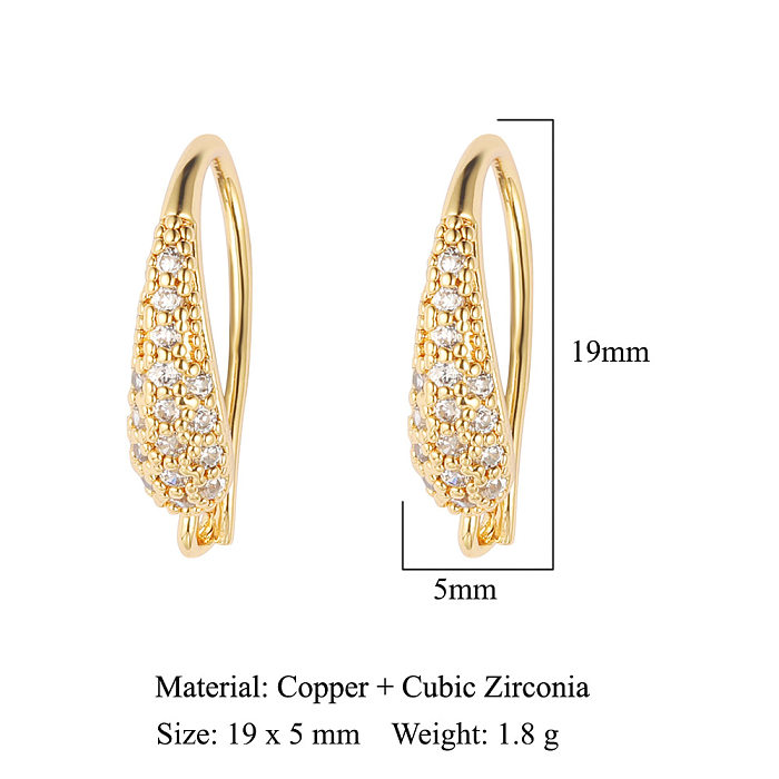 Boucles d'oreilles pendantes en forme de cœur géométrique pour femme, 1 paire, incrustation de pierres précieuses artificielles en cuivre