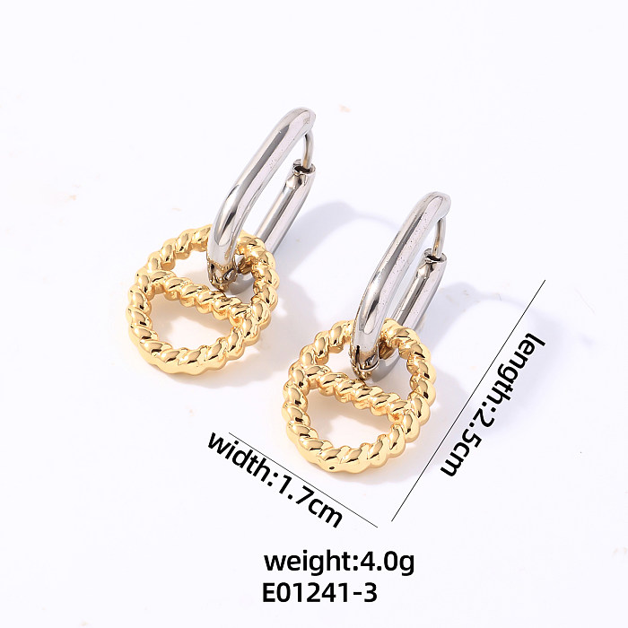 1 Pair Elegant Round Plating Stainless Steel Copper White Gold Plated Gold Plated Drop Earrings