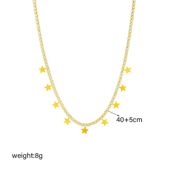 Elegant Lady Star Titanium Steel Inlay Rhinestones Bracelets Necklace