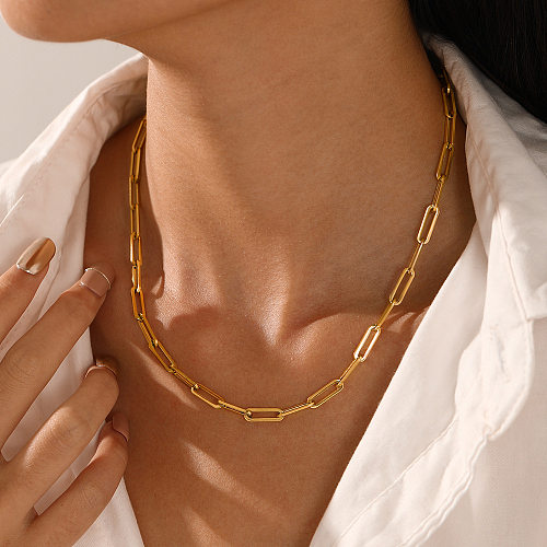 Modische, geometrische, vergoldete Halskette aus Edelstahl, 1 Paar
