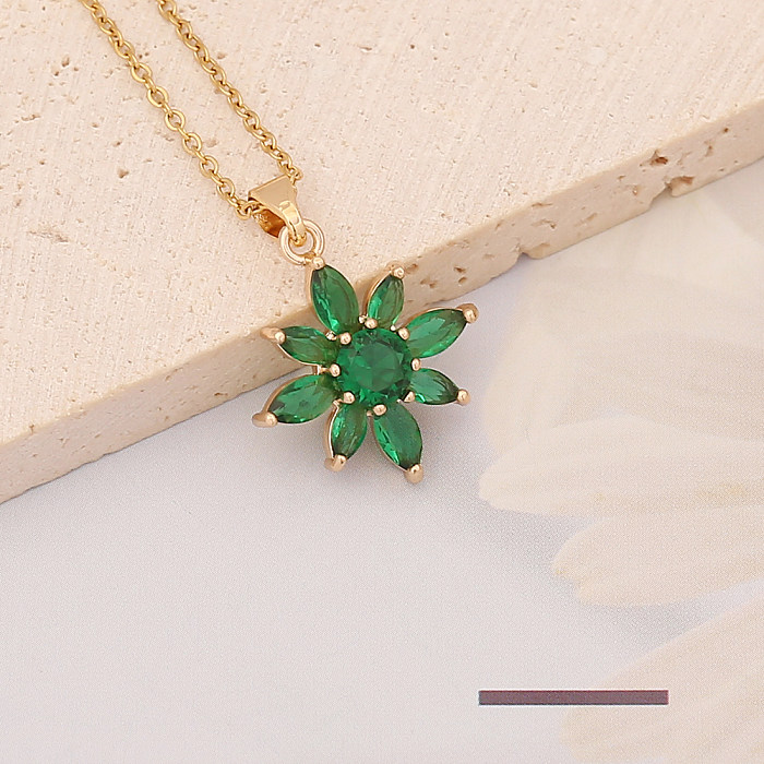 Collier pendentif fleur papillon en acier inoxydable, colliers en acier inoxydable Zircon