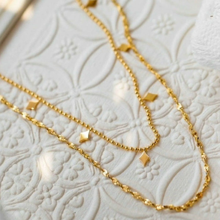 Simple Style Solid Color Stainless Steel Plating Gold Plated Layered Necklaces