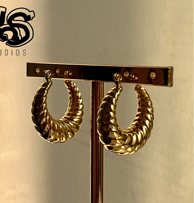 Vintage Style Spiral Stripe Stainless Steel Plating Earrings 1 Pair