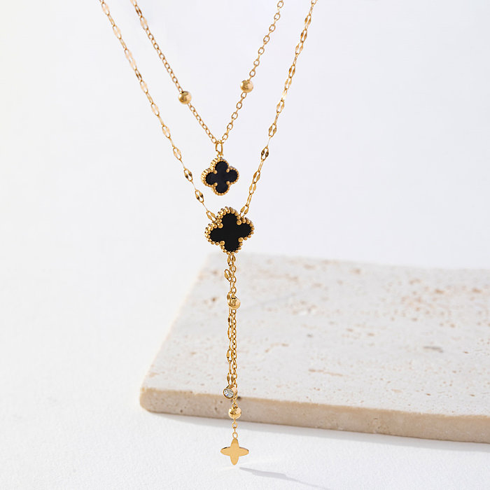 Elegant Classic Style Artistic Star Flower Stainless Steel Necklace