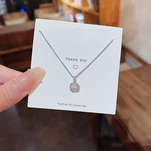 Fashion Heart Shape Stainless Steel Inlay Zircon Pendant Necklace 1 Piece