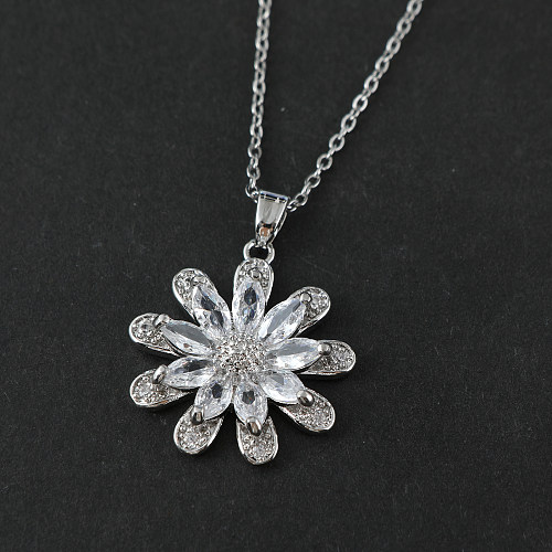 Simple Style Commute Flower Stainless Steel  Stainless Steel Pendant Necklace