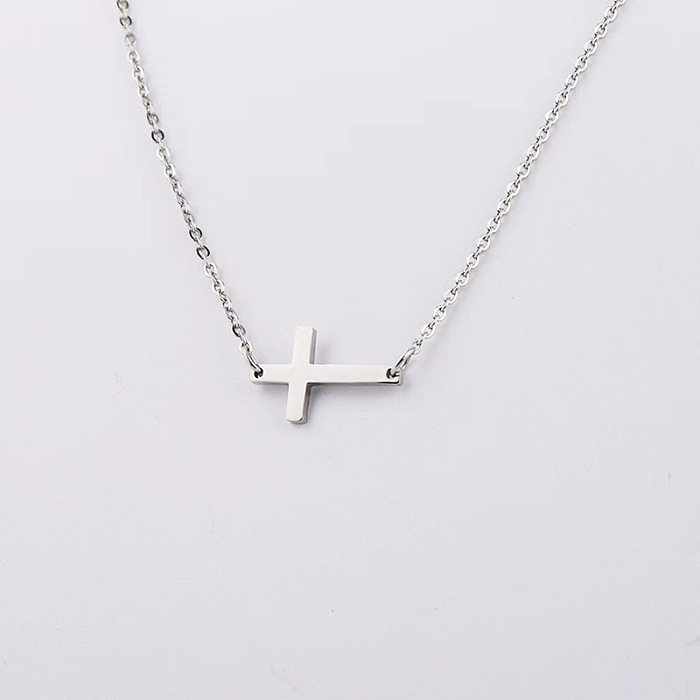Lady Cross Stainless Steel Plating Pendant Necklace