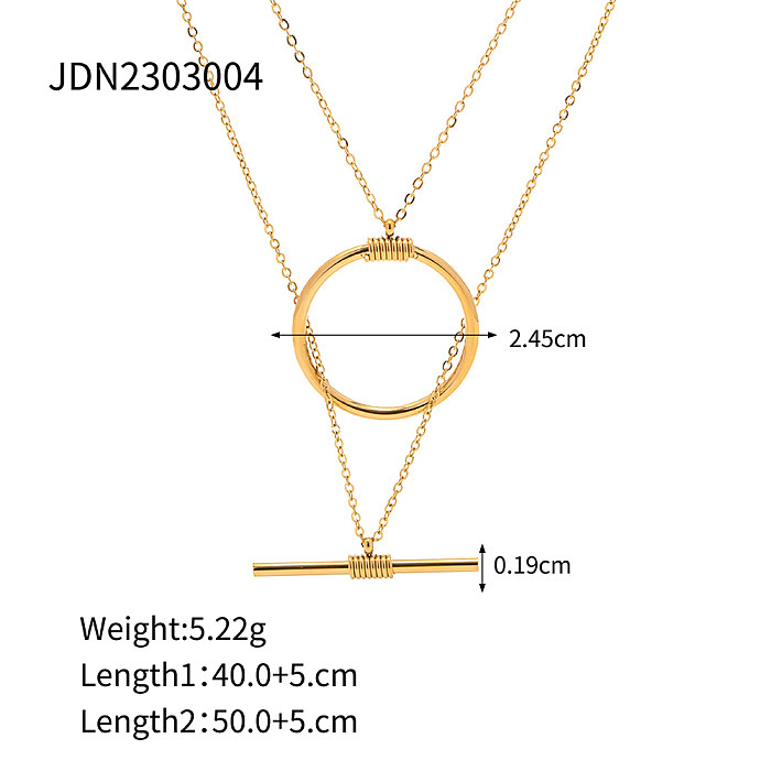 Simple Style Round Stainless Steel  Plating Gold Plated Layered Necklaces