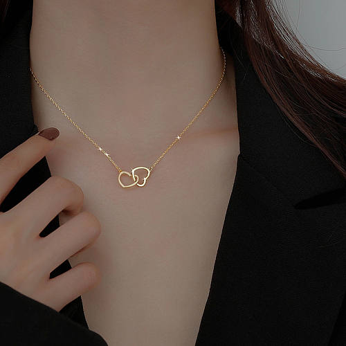 Fashion Heart-shaped Hollow Stainless Steel Necklace Simple Clavicle Chain