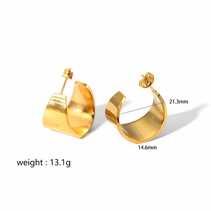 1 Pair Simple Style Semicircle Circle Polishing Plating Metal Stainless Steel  18K Gold Plated Earrings