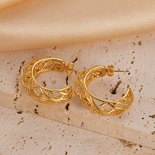 1 Pair Vacation Beach Simple Style C Shape Irregular Petal Plating Stainless Steel  Gold Plated Ear Studs
