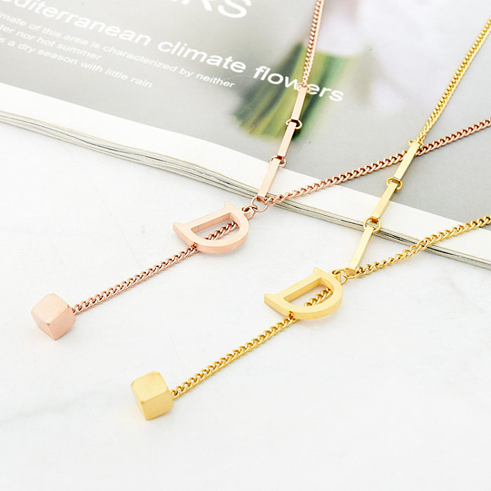 Simple Style Letter Stainless Steel Plating 18K Gold Plated Necklace