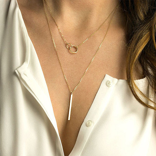 Ornaments Geometric Round Chain Necklace Stainless Steel  Two-piece Necklace Clavicle Chain Wholesale jewelry