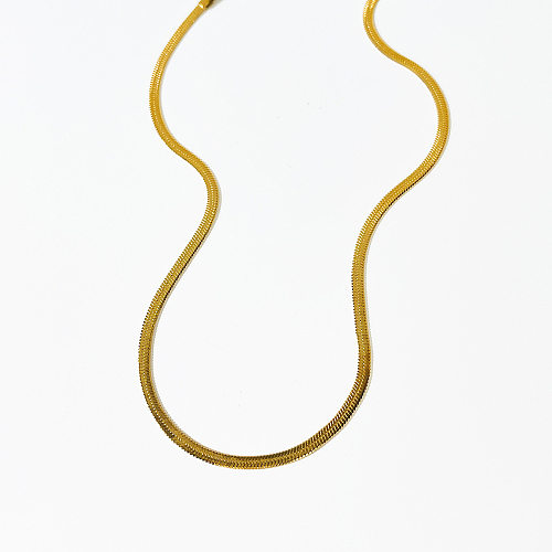 Corrente de clavícula de cobra plana forno de aço inoxidável chapeamento a vácuo colar de aço inoxidável feminino