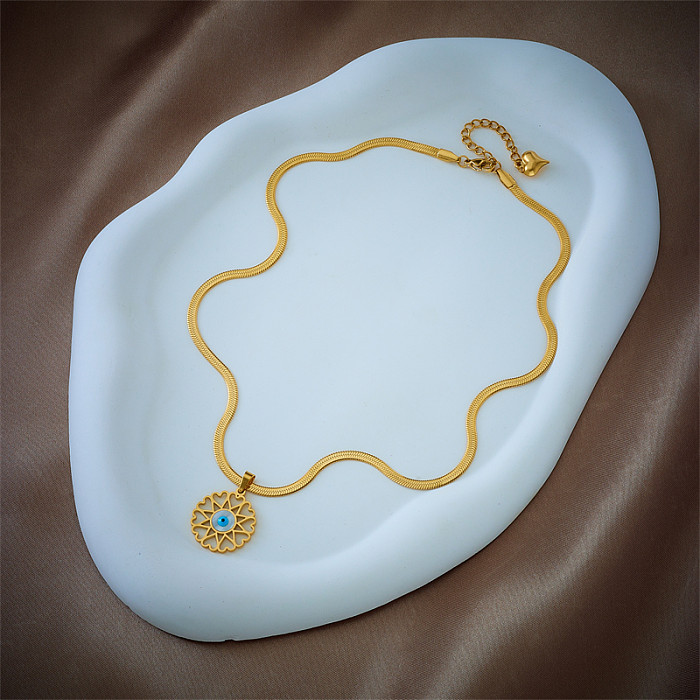 Collier pendentif en forme d'oeil en forme de cœur de Style Vintage, plaqué en acier inoxydable