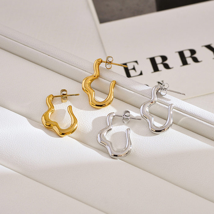 1 Pair IG Style Simple Style Solid Color Plating Stainless Steel  18K Gold Plated Ear Studs