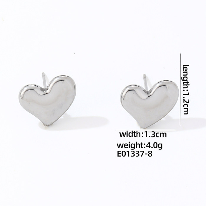 1 Pair Cute Simple Style Heart Shape Polishing Plating Stainless Steel  White Gold Plated Gold Plated Ear Studs