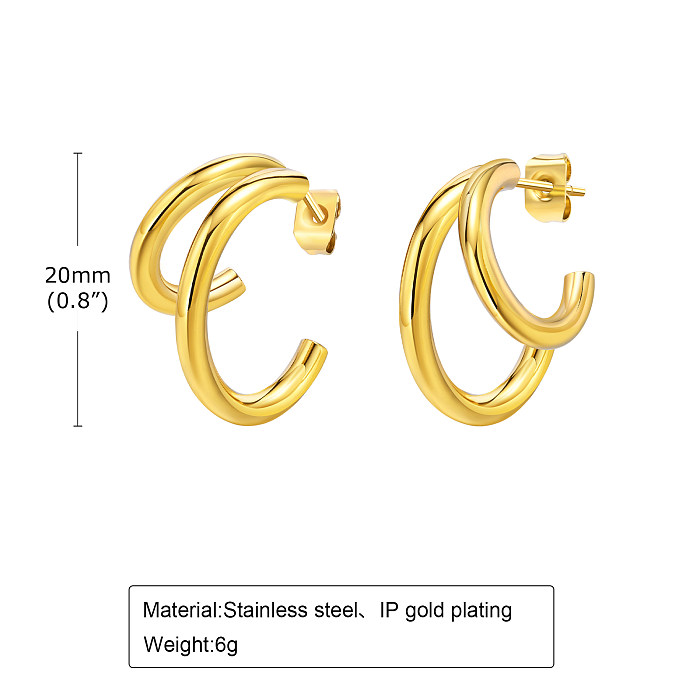 1 par de brincos de orelha banhados a ouro, estilo simples, estilo clássico, estilo romano, cor sólida, aço inoxidável