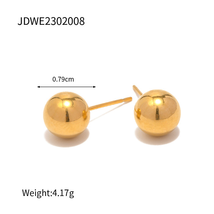 1 par de pinos de orelha banhados a ouro 18K, bola de estilo simples, estilo INS