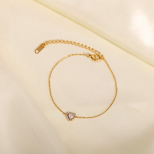 Fashion Heart Shape Stainless Steel Bracelets Gold Plated Zircon Stainless Steel Bracelets