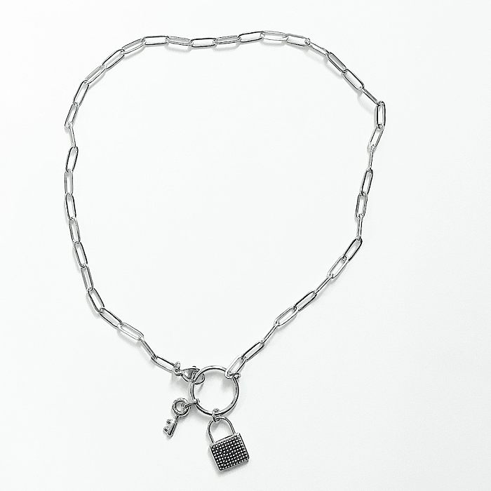 Wholesale Simple Style Key Lock Stainless Steel  Necklace