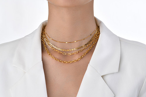 Collar de acero inoxidable chapado en oro de 18 quilates de acero inoxidable de color sólido de estilo simple al por mayor